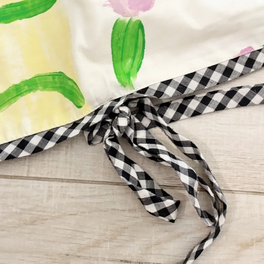 ENCORE FOR SILKSCAPES Hand Painted Duvet Cover Black COURTLY CHECK Floral Queen
